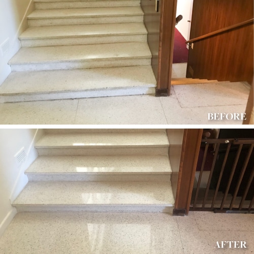 polished terrazzo floor and stairs
