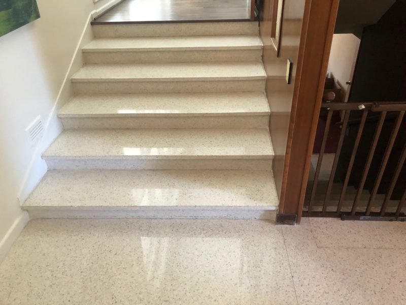 polished terrazzo floor and stairs